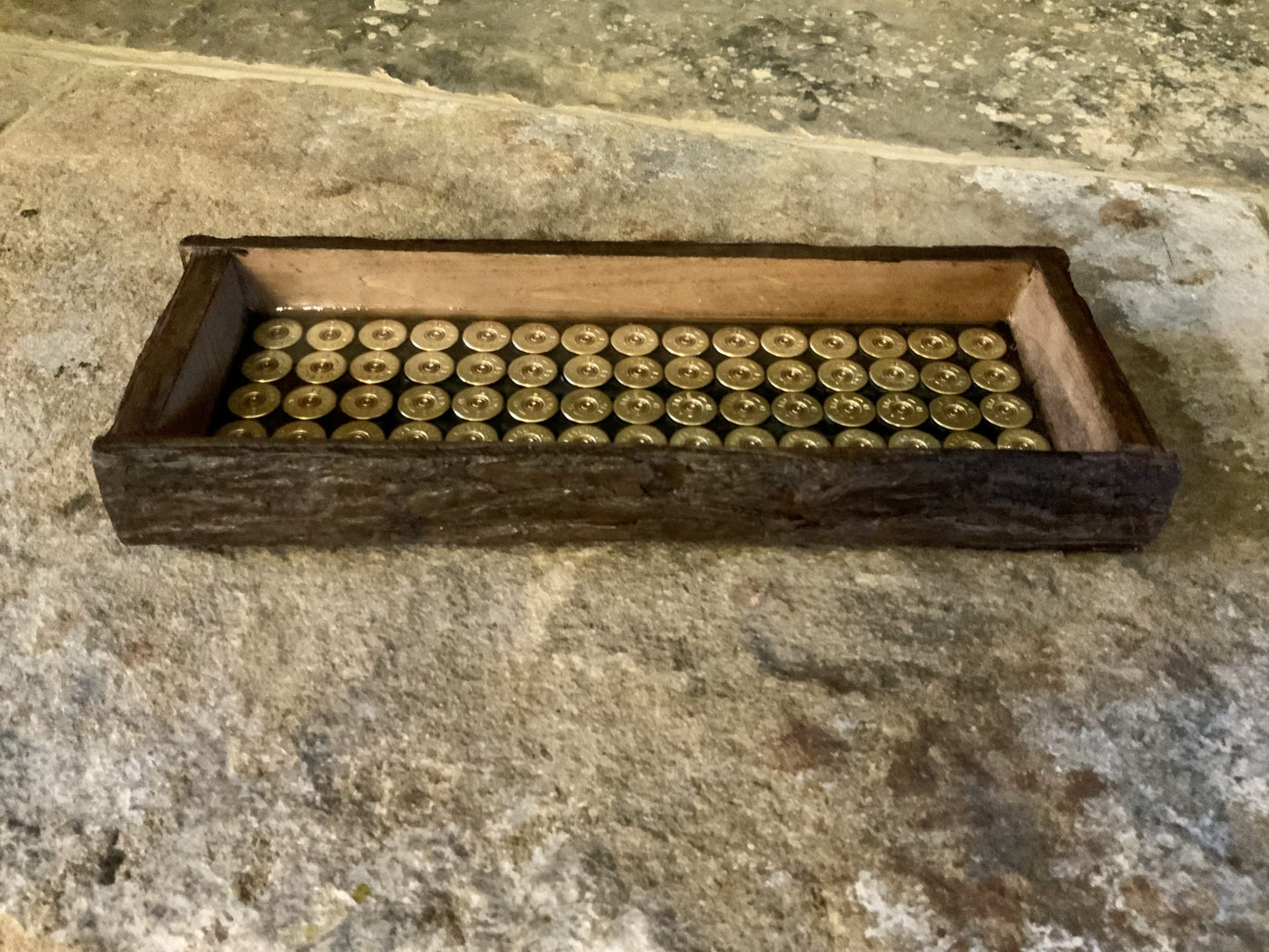 Small Rustic Bark Tray With Spent Shells