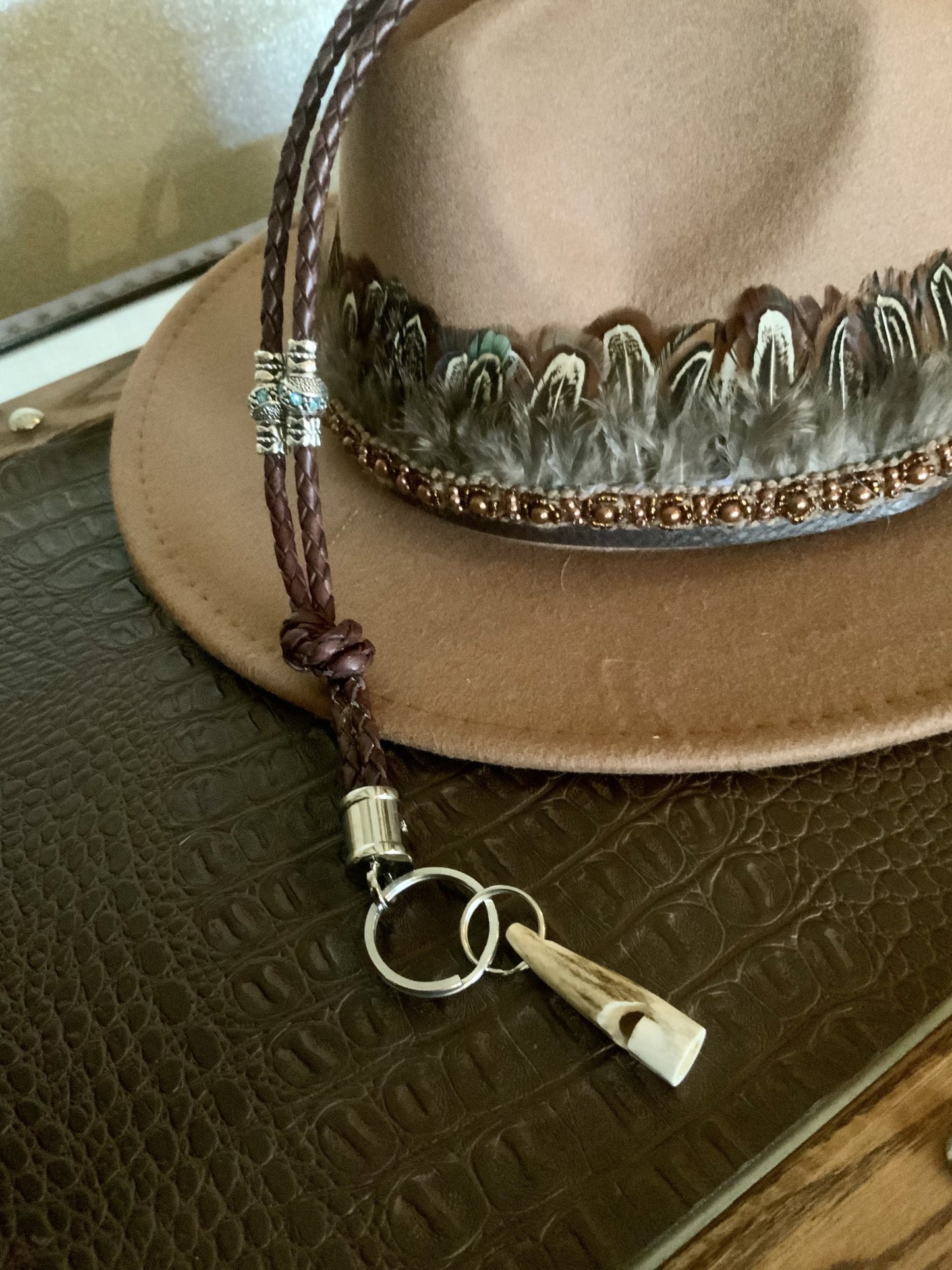 The Cherokee Leather and Feather Hat Band