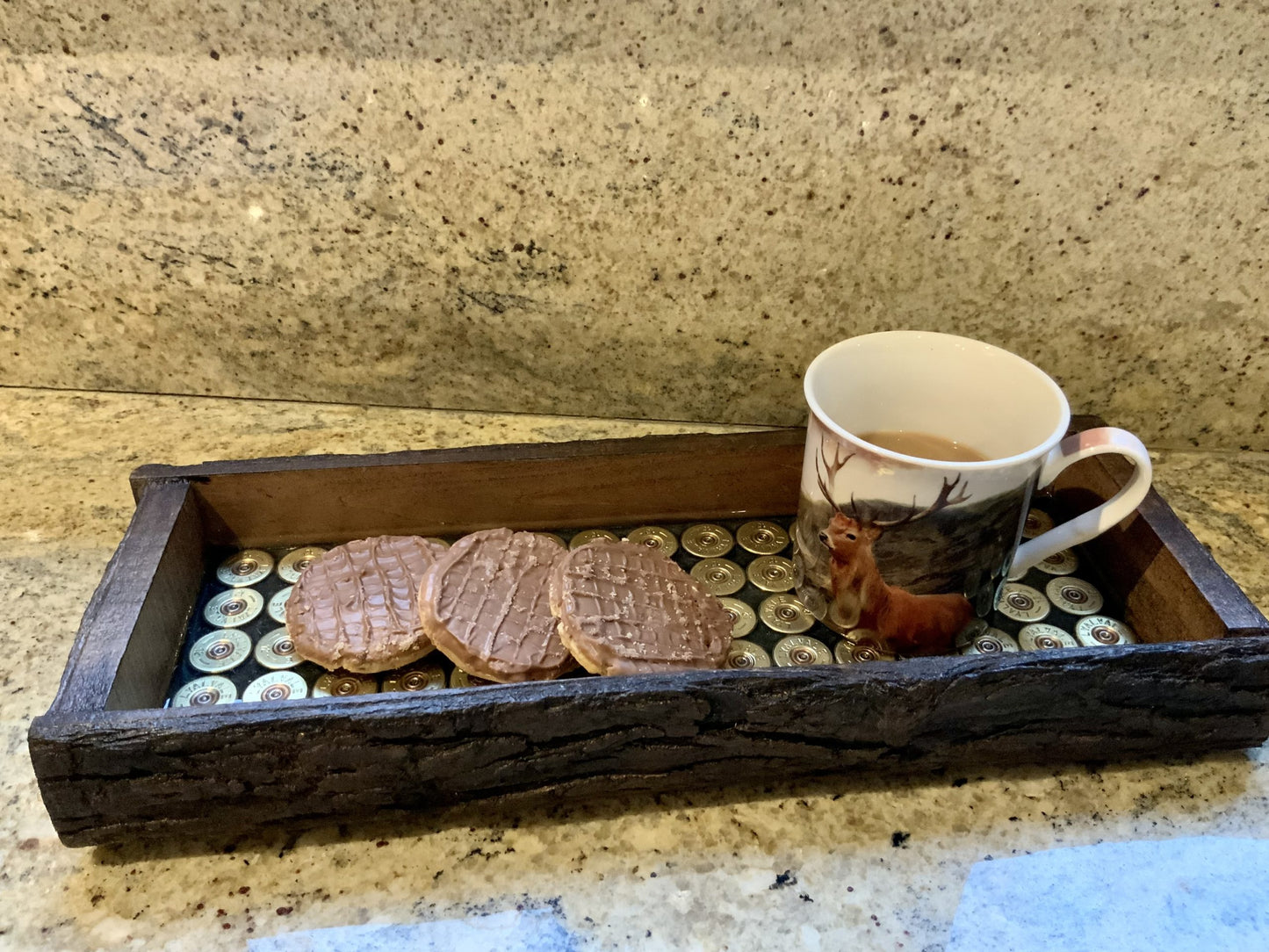 Small Rustic Bark Tray With Spent Shells