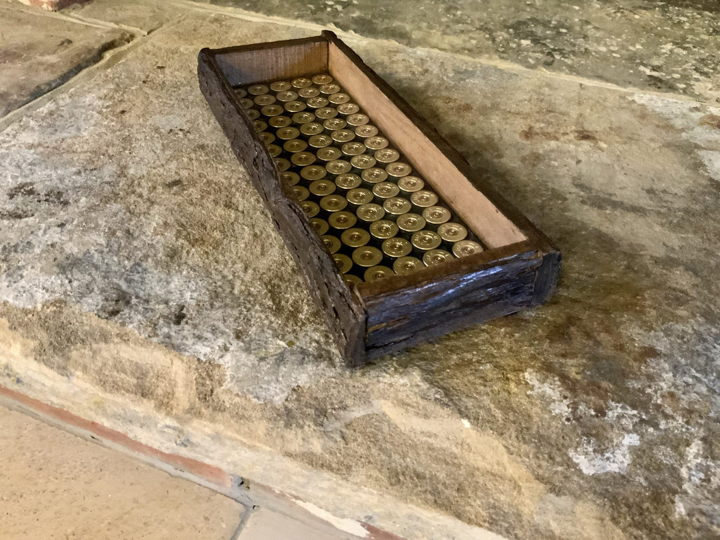 Small Rustic Bark Tray With Spent Shells