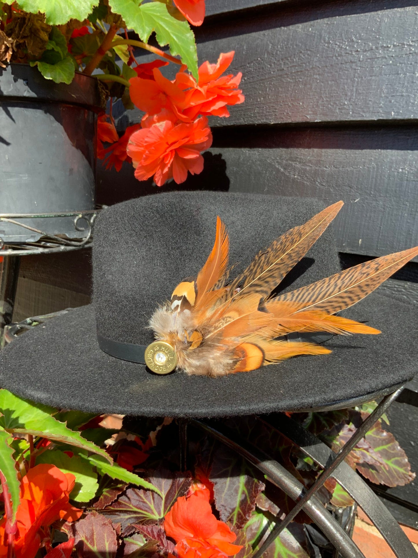 Golden Ringneck Hat / Lapel Feather Brooch