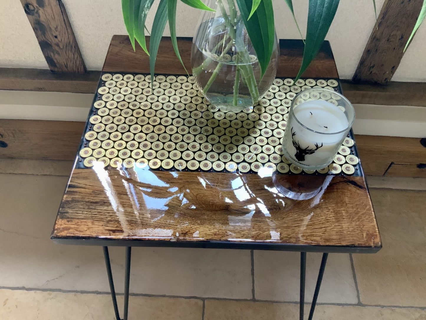 Reclaimed Oak and Spent Shell Side Table