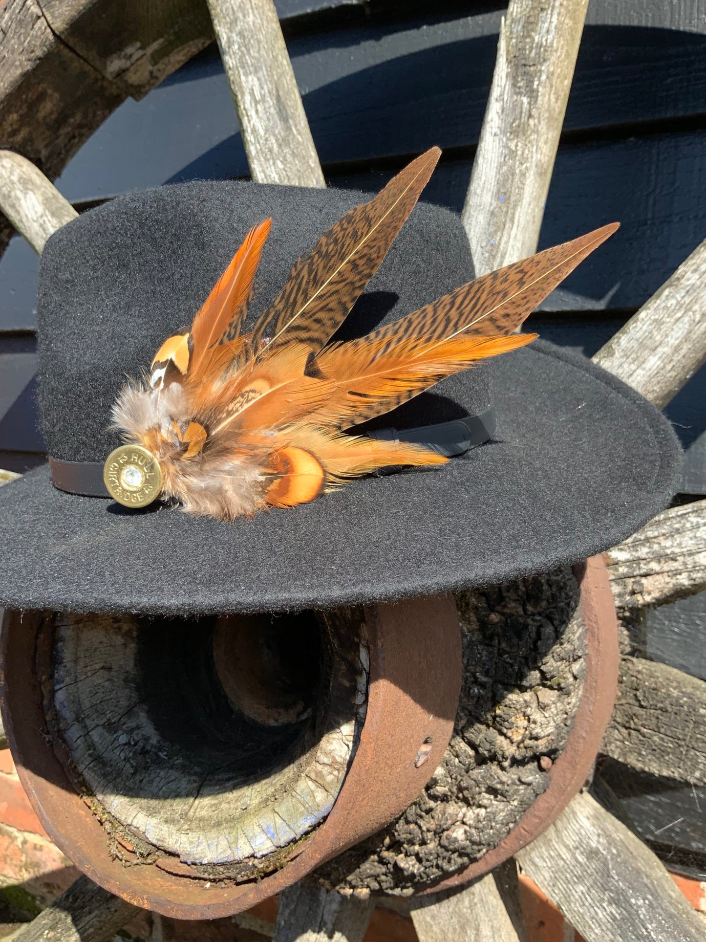 Golden Ringneck Hat / Lapel Feather Brooch