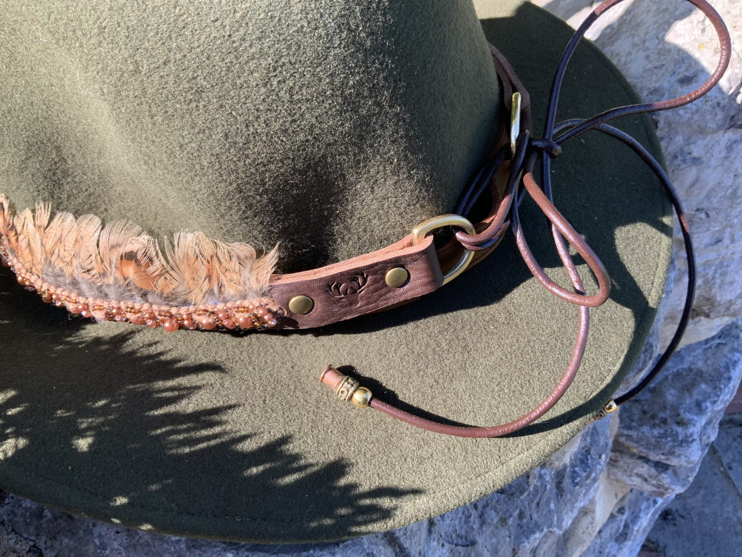 The Cherokee Leather and Feather Hat Band