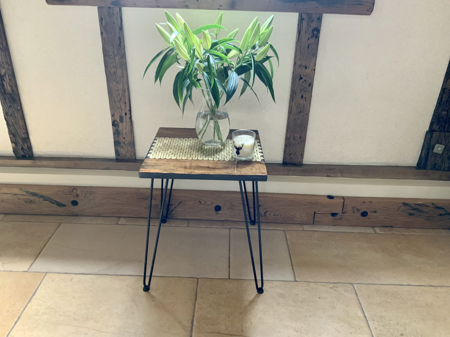 Reclaimed Oak and Spent Shell Side Table