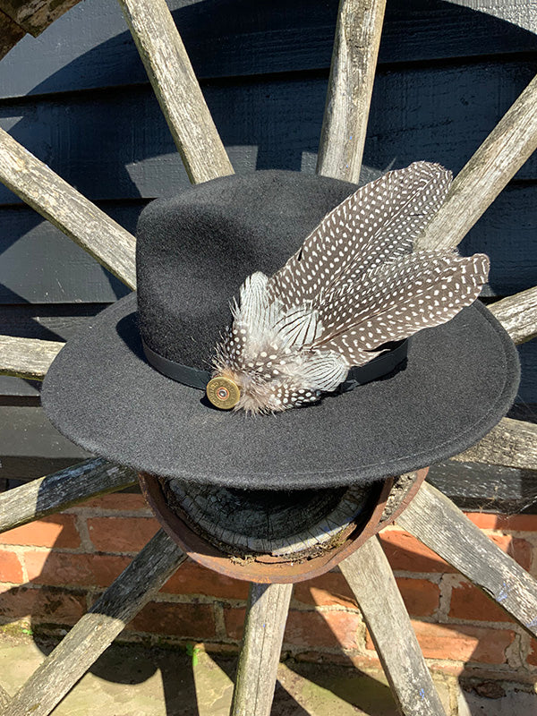 Helmeted Guinea Fowl Hat/ Lapel Feather Brooch