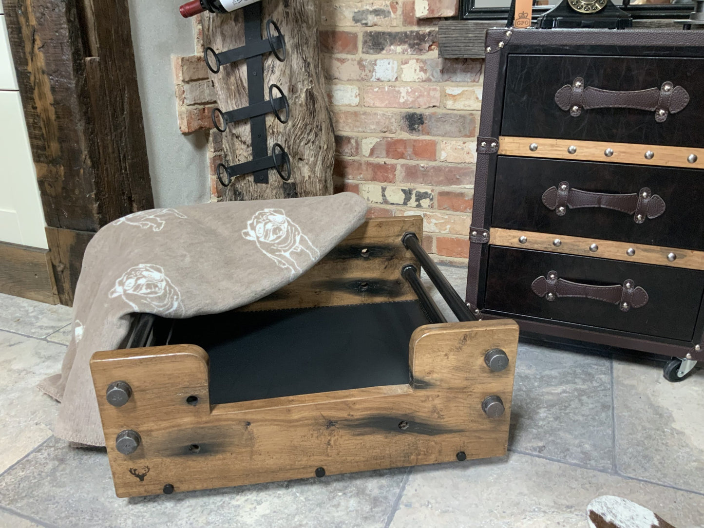 Industrial Oak and Pipework Dog Beds