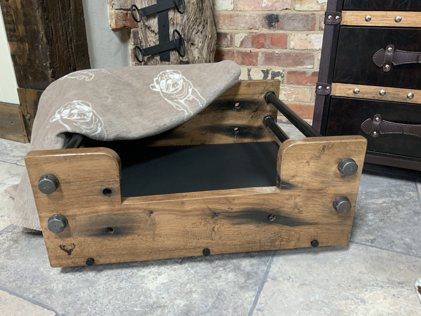 Industrial Oak and Pipework Dog Beds