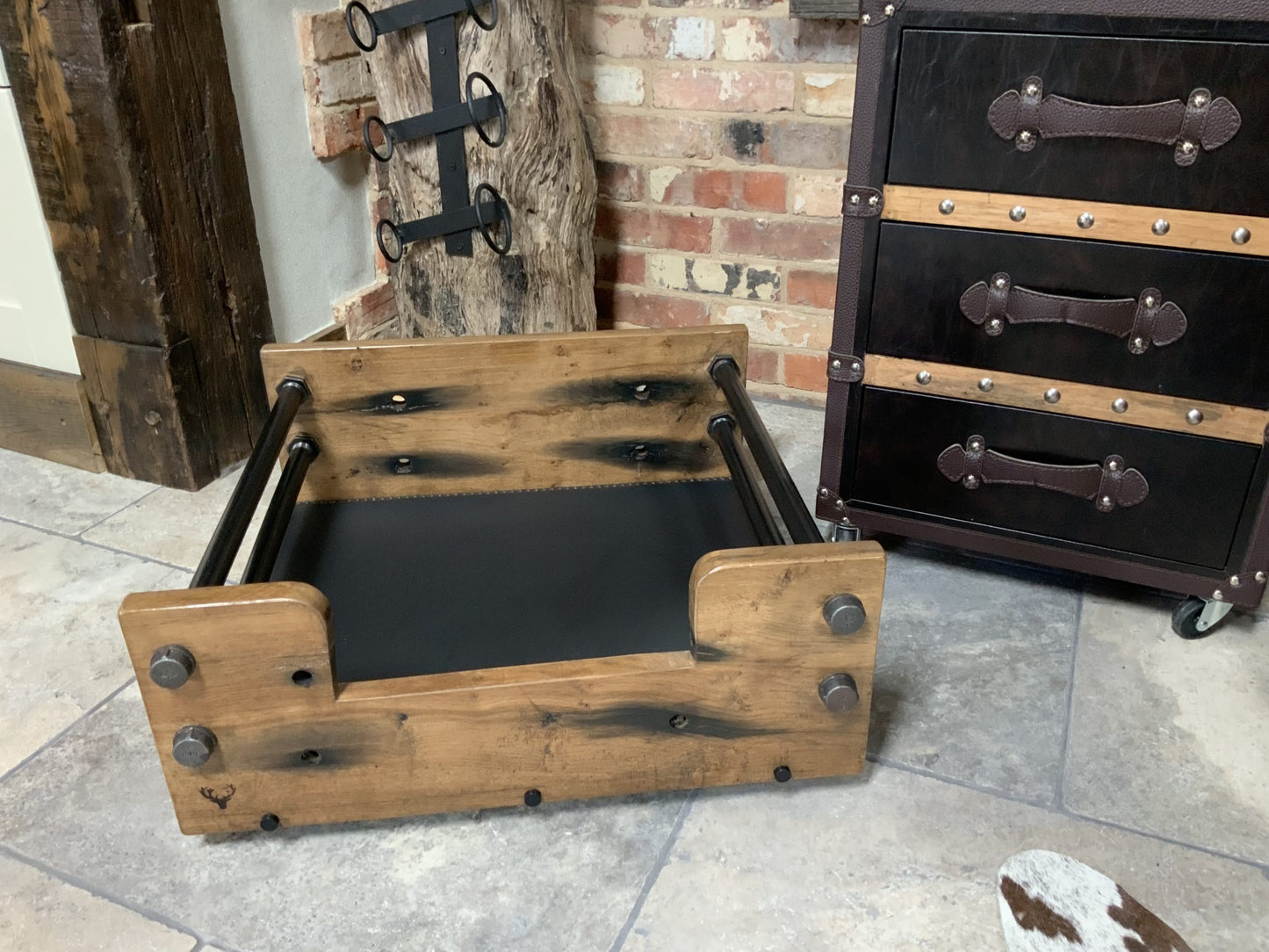 Industrial Oak and Pipework Dog Beds