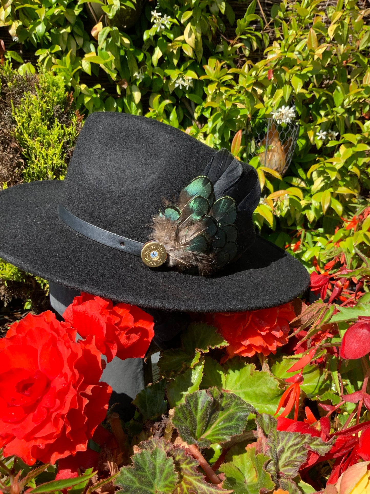 Lady Amherst Dark Green Lapel Feather Brooch