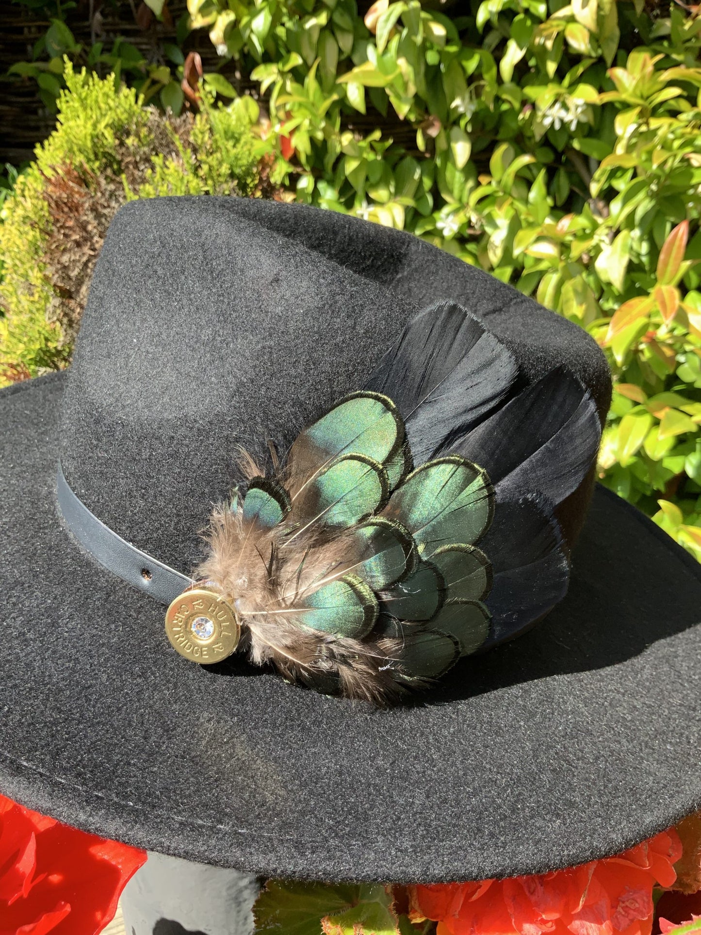 Lady Amherst Dark Green Lapel Feather Brooch