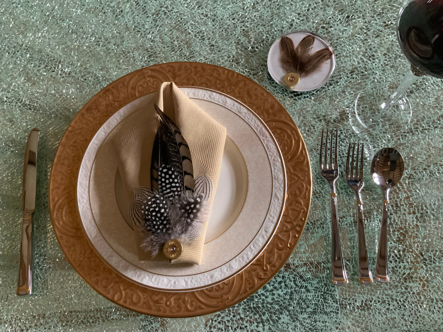 Tan Ringneck and Black Guinea Fowl Hat / Lapel Feather Brooch (CURRENTLY UNAVAILABLE)