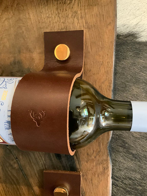 The Casier Wine Holder with Leather and Reclaimed Oak