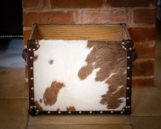 The Voyager Cowhide and Leatherette Storage Trunk Box